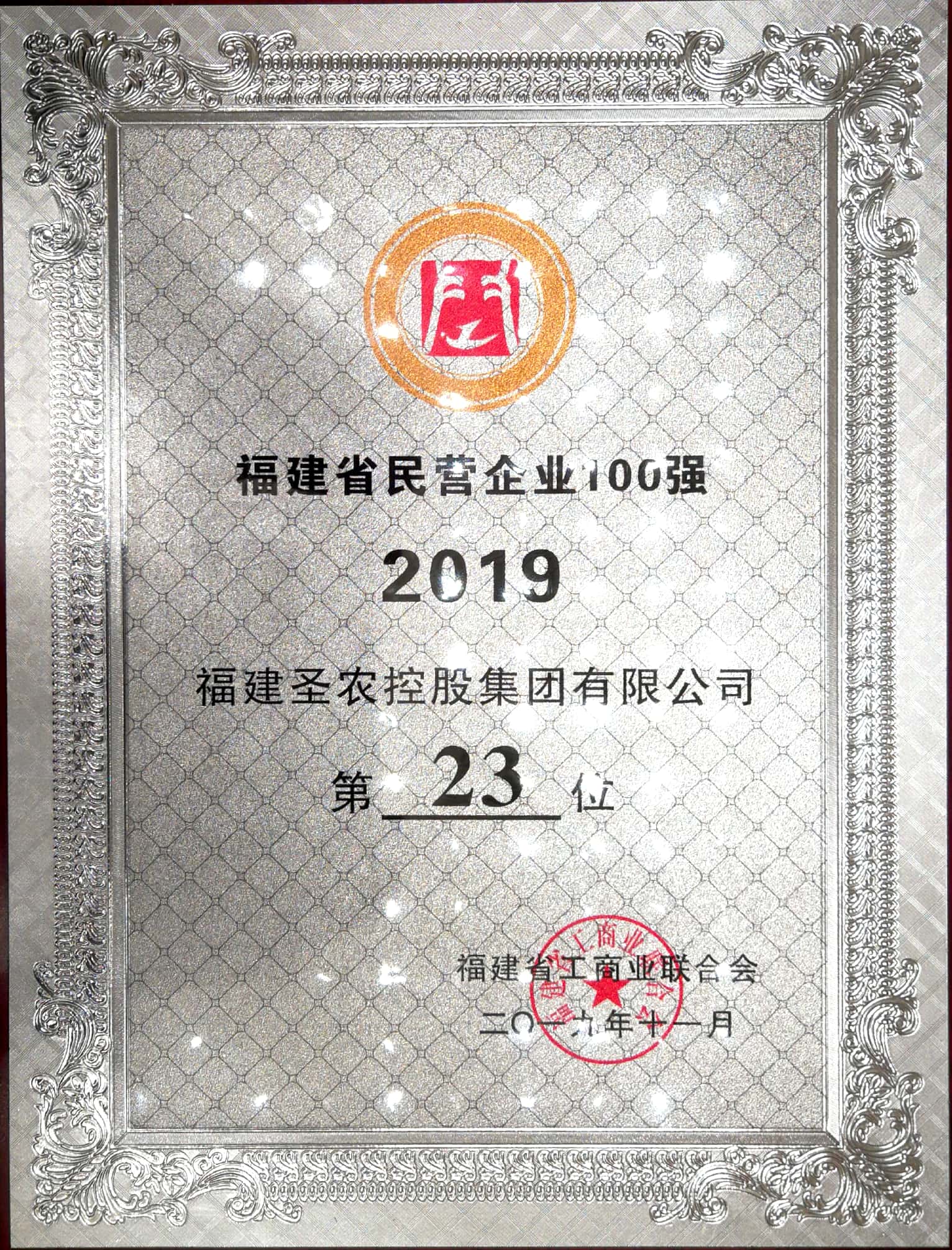 2019（圣农集团）福建民营企业100强